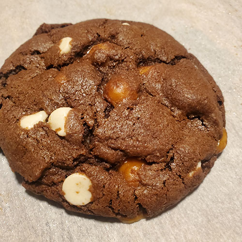 chocolate caramel white chip cookies