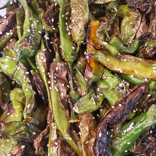 blistered shishito peppers