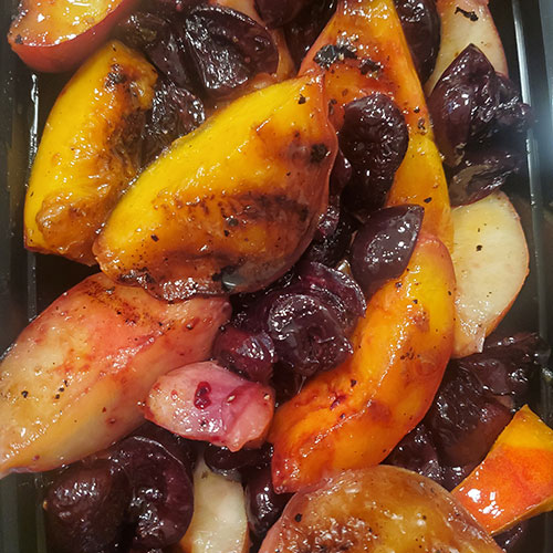 grilled peaches and cherries