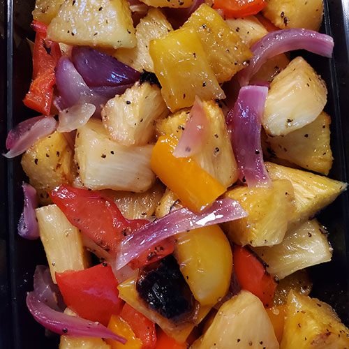 roasted pineapple and bell peppers