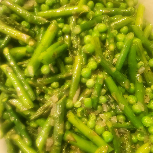 sauteed asparagus and peas
